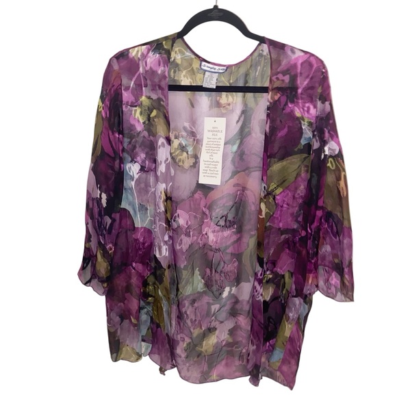 Vintage Simply Silk Dress /Jacket Womens Large Burnout  Whimsigoth Forest Fairy - Picture 9 of 15